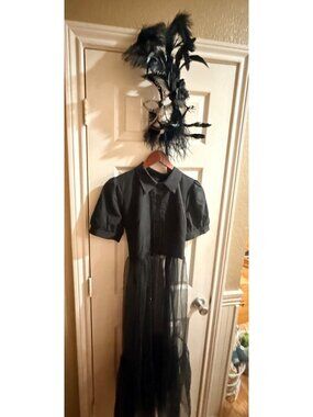 Halloween black wedding dress-steampunk fortune teller mask hand made costume